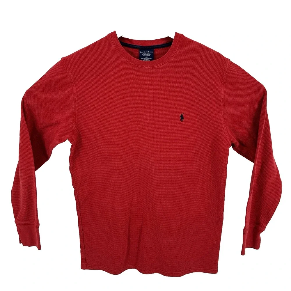 Polo Ralph Lauren Waffle Knit Thermal Red Shirt L Sleepwear Lounge Juniors